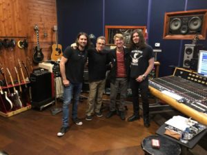 Tico Torres and Phil X of Bon Jovi w producer Obie O'Brien and engineer Vinnie Castaldo